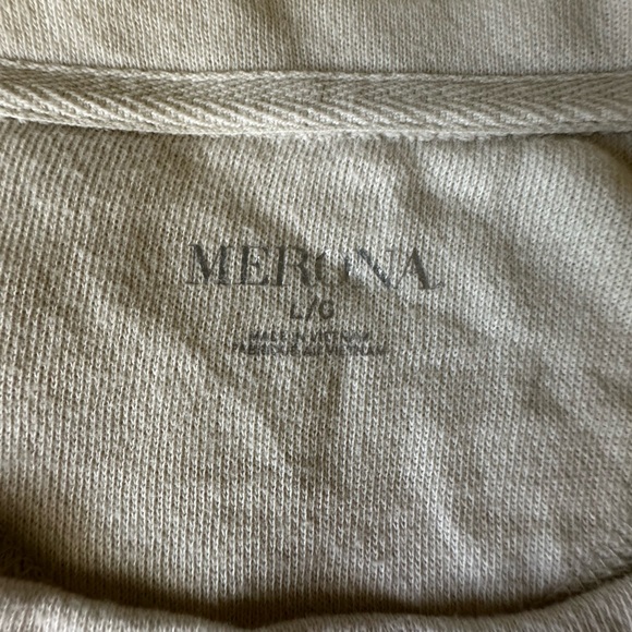 Merona white sweater long sleeve top with navy stripes size large - Picture 3 of 3